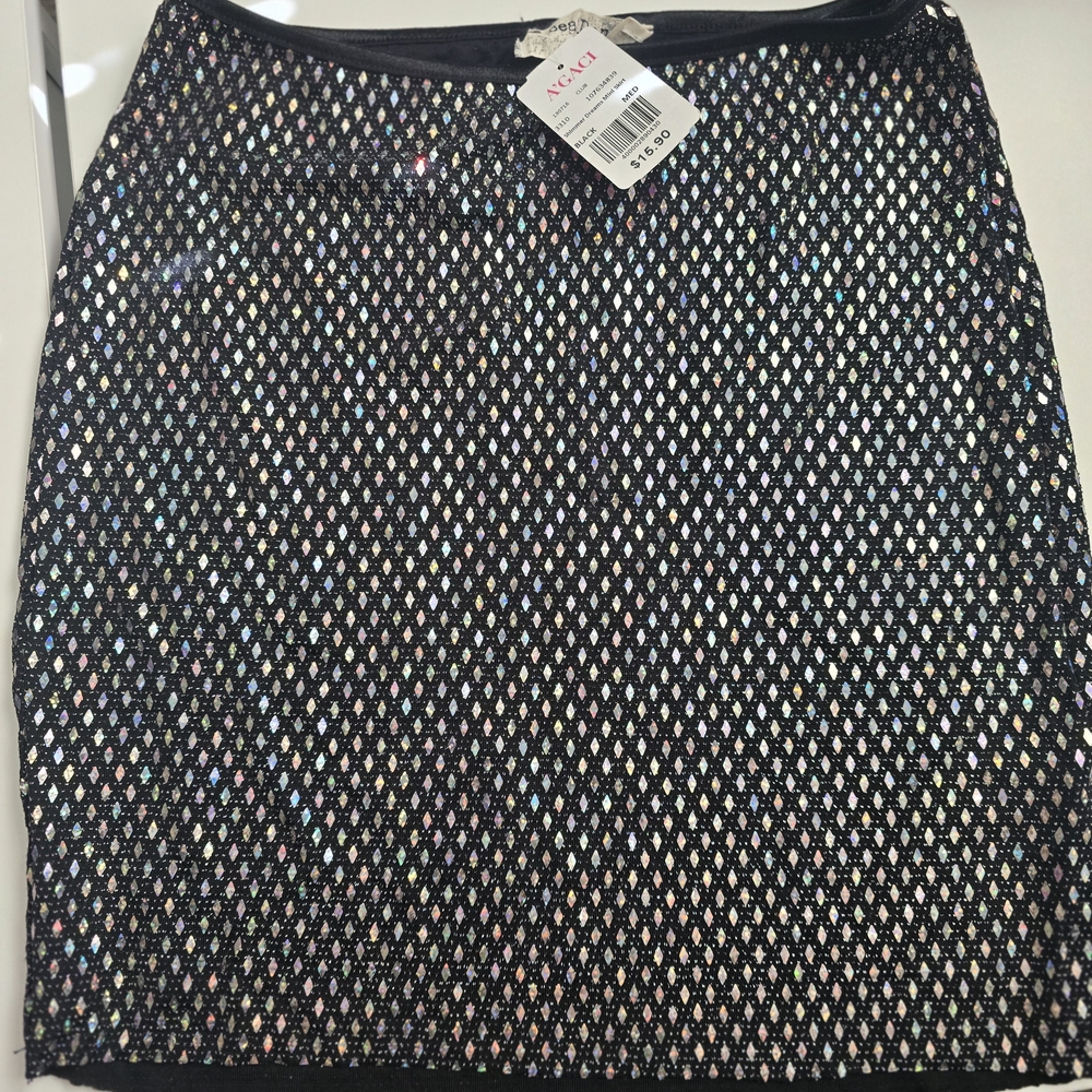 Nasty Gal Black Holographic Sequin Pencil Skirt
